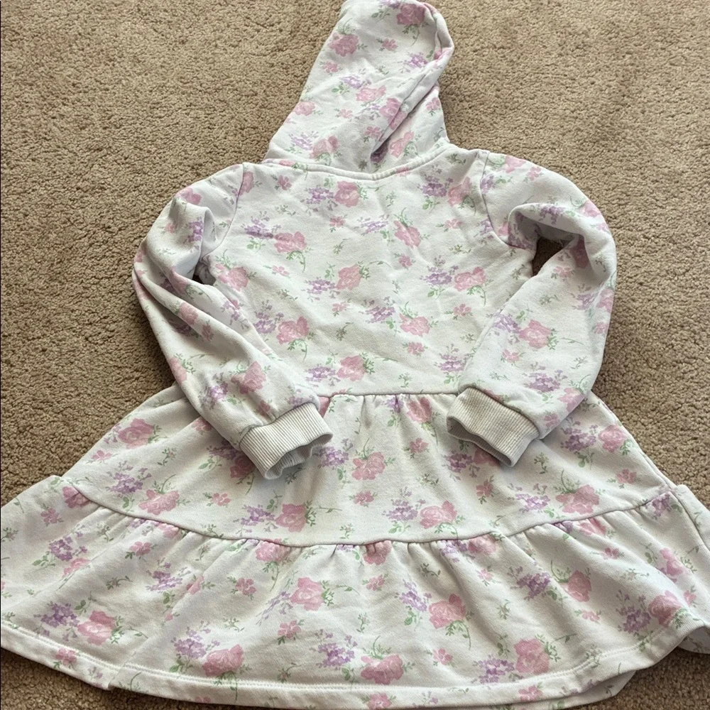 Floral Hooded Dress with Pink and Purple Accents Janie and Jack size S